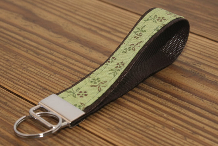 Keychain with green fabric strap