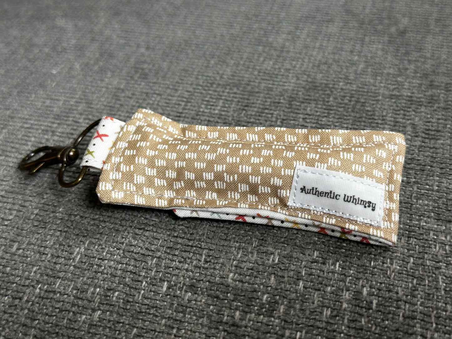 Lip Balm Holder - Blue Fabric - Floral