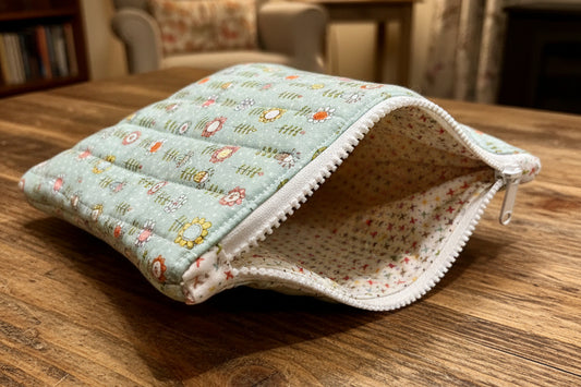 Fabric pouch with floral pattern