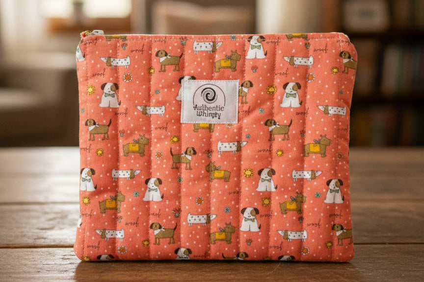 Fabric pouch with dog pattern 