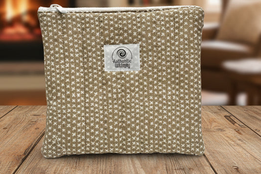Beige zipper pouch