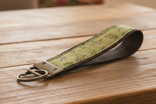 Keychain with floral patterned strap 