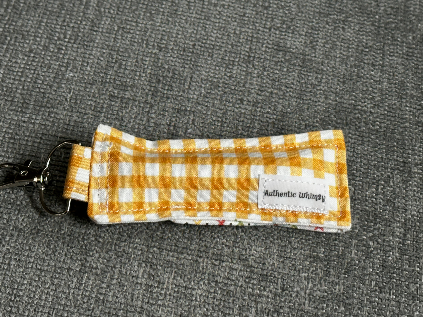 Lip Balm Holder - Yellow Gingham Fabric with White Interior