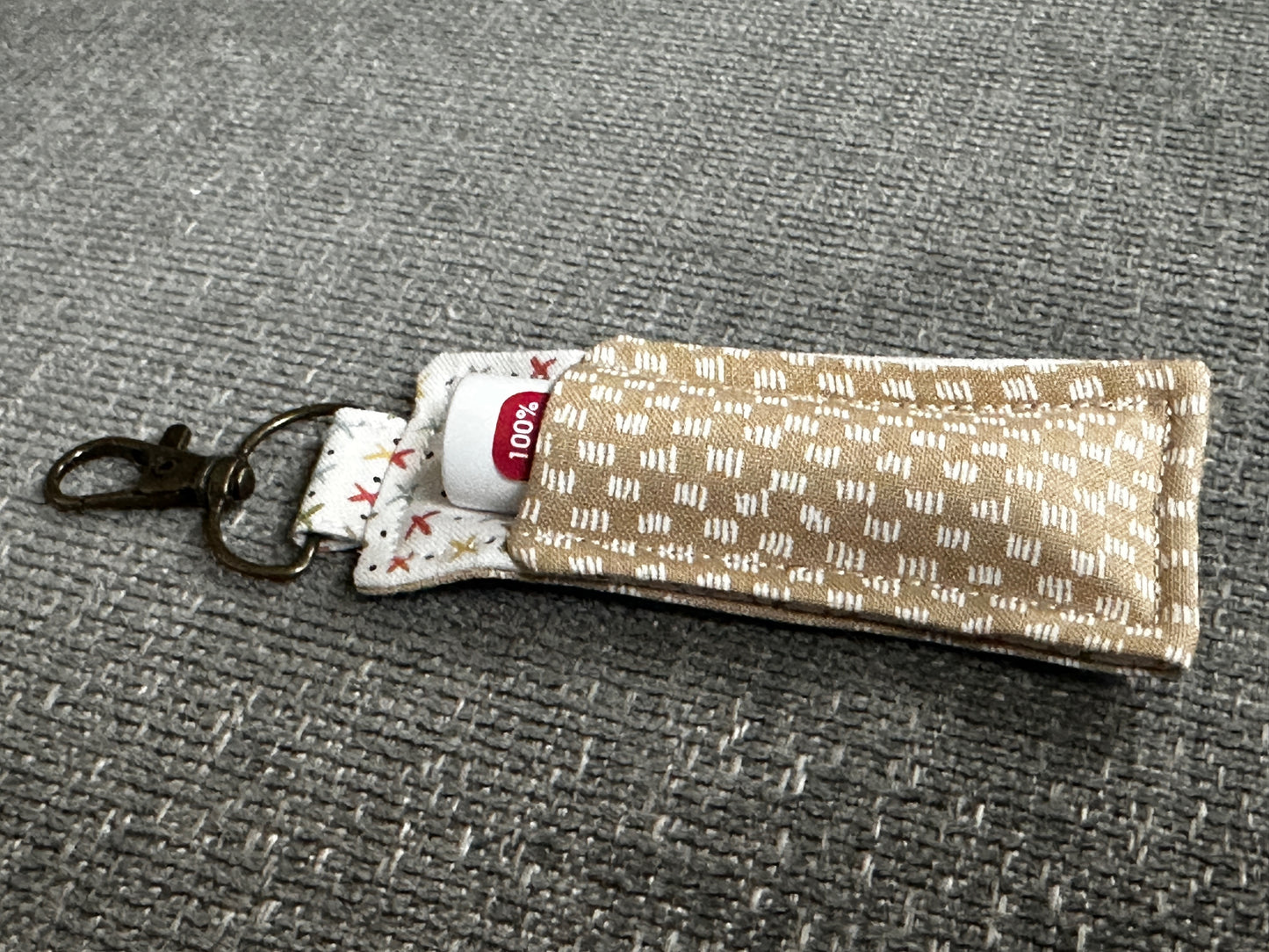 Lip Balm Holder - Beige Fabric