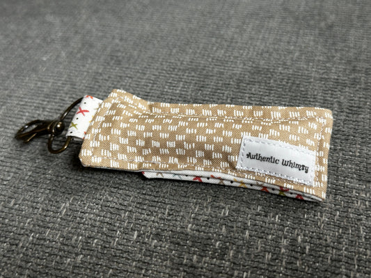 Lip Balm Holder - Blue Fabric - Floral