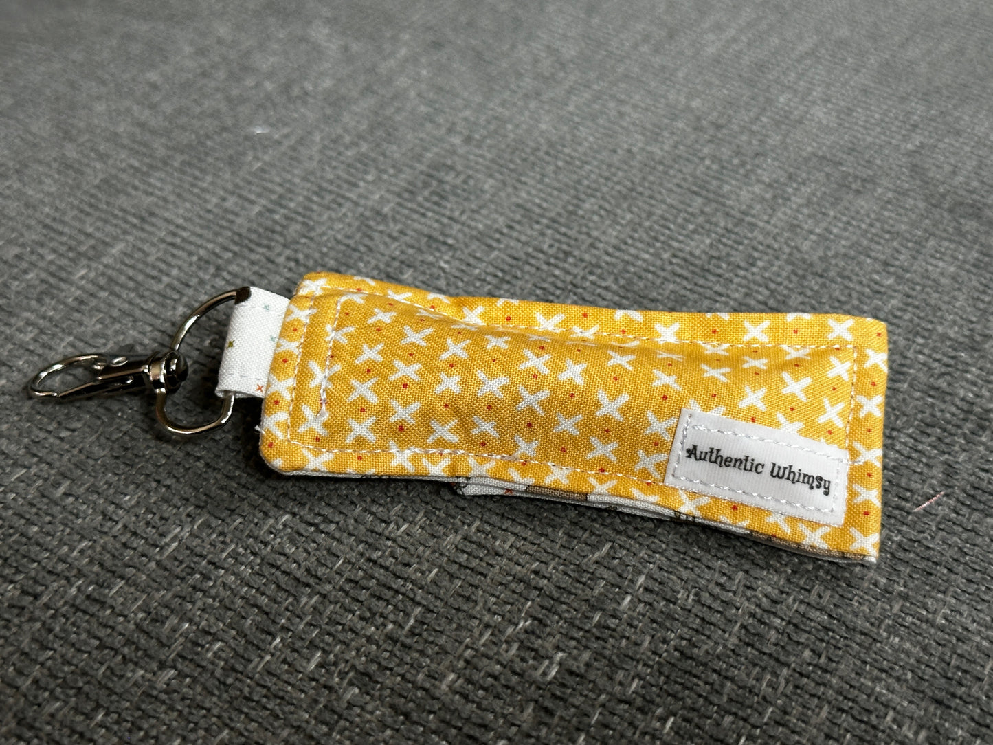 Lip Balm Holder - Yellow Fabric with White Interior