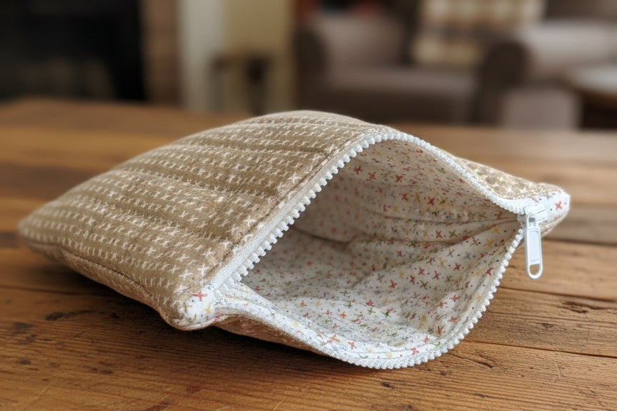 Beige zipper pouch