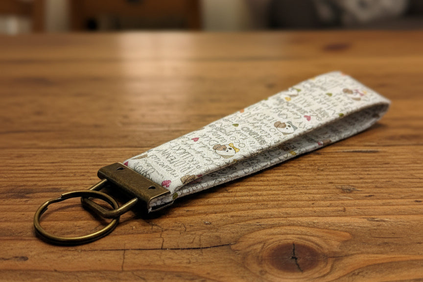 Keychain with patterned strap with dogs